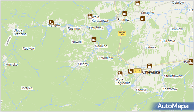 mapa Stefanków gmina Chlewiska, Stefanków gmina Chlewiska na mapie Targeo