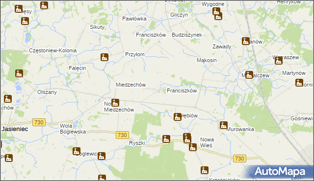 mapa Stefanków gmina Jasieniec, Stefanków gmina Jasieniec na mapie Targeo