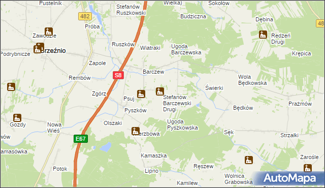 mapa Stefanów Barczewski Drugi, Stefanów Barczewski Drugi na mapie Targeo