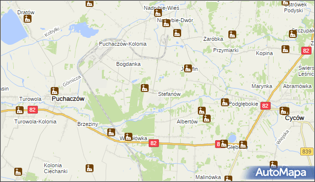 mapa Stefanów gmina Cyców, Stefanów gmina Cyców na mapie Targeo