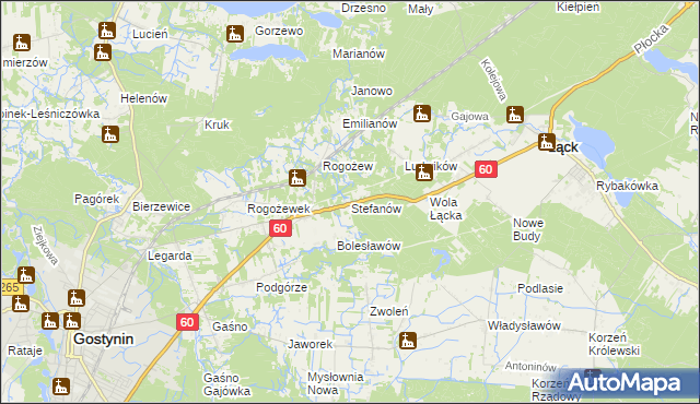 mapa Stefanów gmina Gostynin, Stefanów gmina Gostynin na mapie Targeo