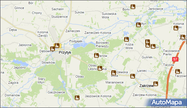 mapa Stefanów gmina Przytyk, Stefanów gmina Przytyk na mapie Targeo