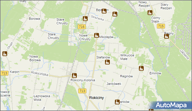 mapa Stefanów gmina Rokiciny, Stefanów gmina Rokiciny na mapie Targeo