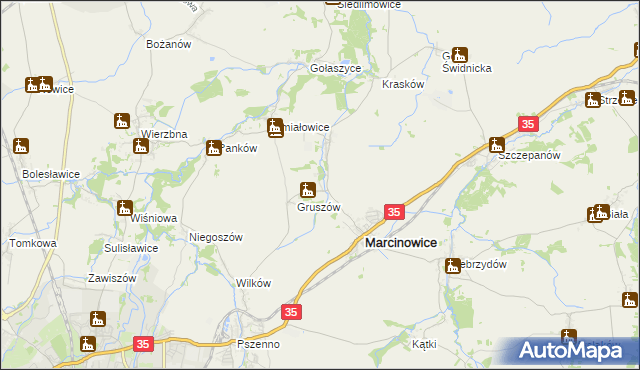 mapa Stefanowice gmina Marcinowice, Stefanowice gmina Marcinowice na mapie Targeo