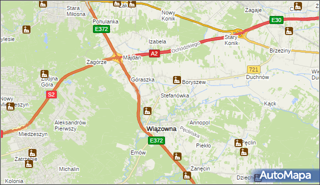 mapa Stefanówka gmina Wiązowna, Stefanówka gmina Wiązowna na mapie Targeo