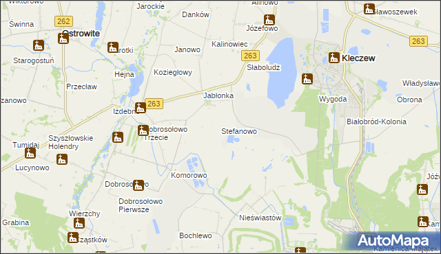 mapa Stefanowo gmina Kazimierz Biskupi, Stefanowo gmina Kazimierz Biskupi na mapie Targeo