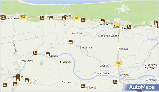 mapa Stegienka, Stegienka na mapie Targeo