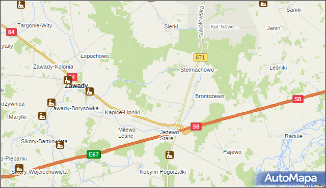 mapa Stelmachowo-Kolonia, Stelmachowo-Kolonia na mapie Targeo