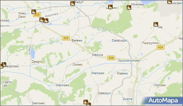 mapa Stężyca gmina Gostyń, Stężyca gmina Gostyń na mapie Targeo