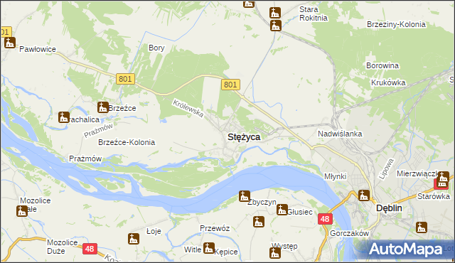 mapa Stężyca powiat rycki, Stężyca powiat rycki na mapie Targeo