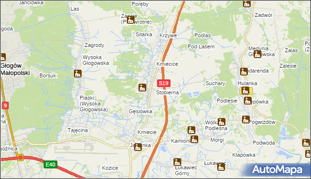 mapa Stobierna gmina Trzebownisko, Stobierna gmina Trzebownisko na mapie Targeo