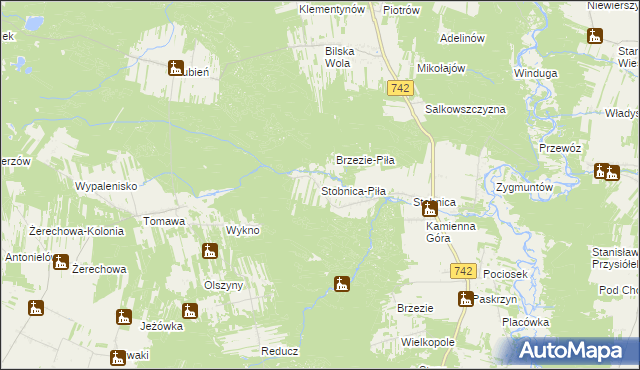 mapa Stobnica-Piła, Stobnica-Piła na mapie Targeo