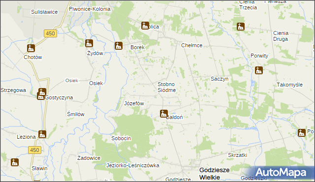 mapa Stobno gmina Godziesze Wielkie, Stobno gmina Godziesze Wielkie na mapie Targeo