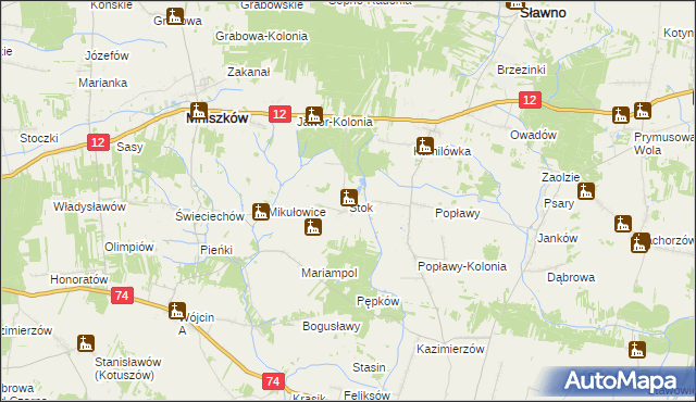 mapa Stok gmina Mniszków, Stok gmina Mniszków na mapie Targeo