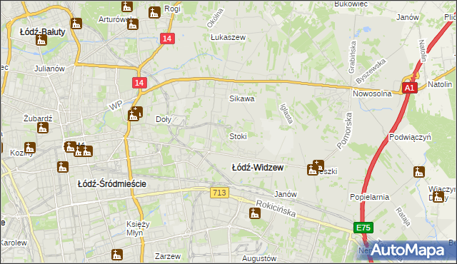 mapa Stoki gmina Łódź, Stoki gmina Łódź na mapie Targeo