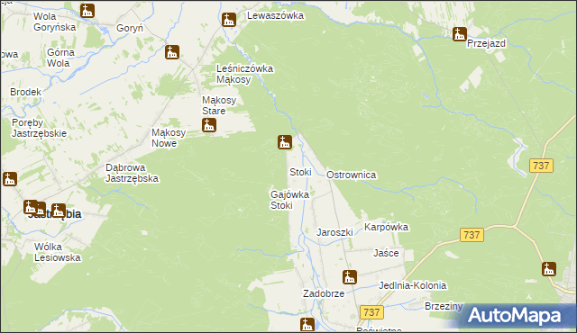 mapa Stoki gmina Pionki, Stoki gmina Pionki na mapie Targeo