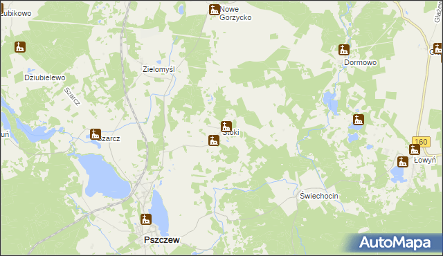 mapa Stoki gmina Pszczew, Stoki gmina Pszczew na mapie Targeo