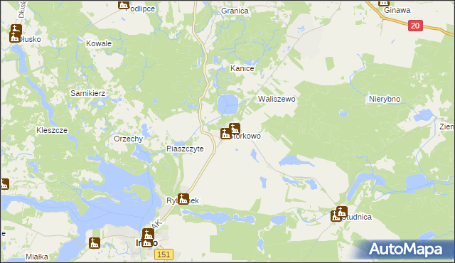 mapa Storkowo gmina Ińsko, Storkowo gmina Ińsko na mapie Targeo