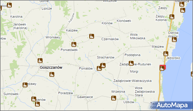 mapa Strachanów, Strachanów na mapie Targeo