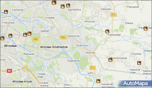 mapa Strachocin gmina Wrocław, Strachocin gmina Wrocław na mapie Targeo