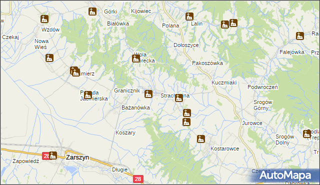 mapa Strachocina, Strachocina na mapie Targeo