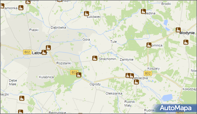 mapa Strachomin, Strachomin na mapie Targeo