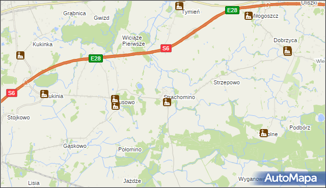 mapa Strachomino, Strachomino na mapie Targeo