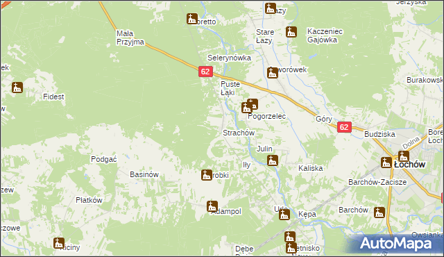 mapa Strachów gmina Jadów, Strachów gmina Jadów na mapie Targeo
