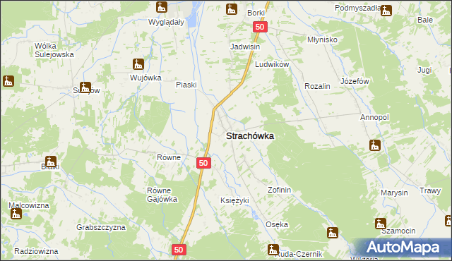 mapa Strachówka, Strachówka na mapie Targeo