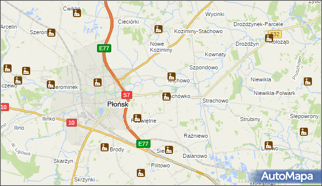 mapa Strachówko, Strachówko na mapie Targeo