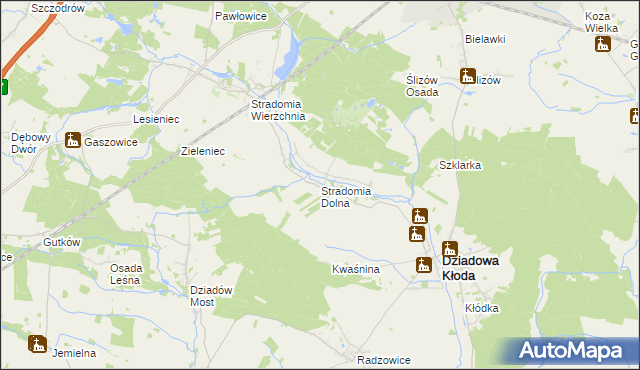 mapa Stradomia Dolna, Stradomia Dolna na mapie Targeo