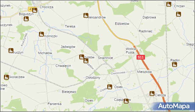 mapa Stramnice, Stramnice na mapie Targeo