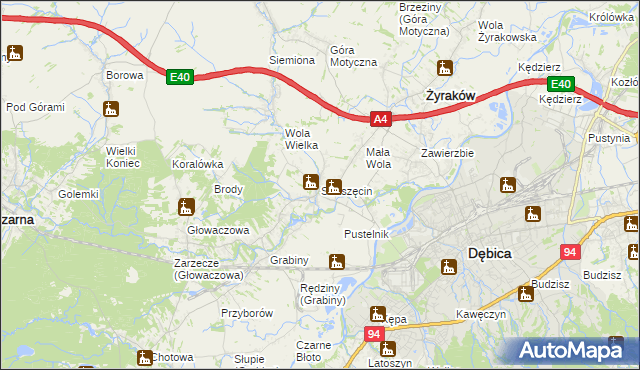 mapa Straszęcin, Straszęcin na mapie Targeo