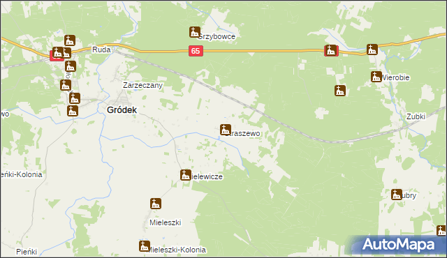 mapa Straszewo gmina Gródek, Straszewo gmina Gródek na mapie Targeo