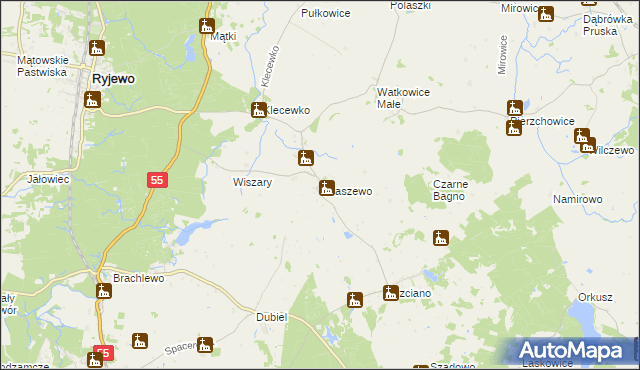 mapa Straszewo gmina Ryjewo, Straszewo gmina Ryjewo na mapie Targeo