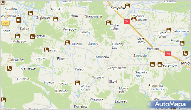 mapa Straszów gmina Mniów, Straszów gmina Mniów na mapie Targeo