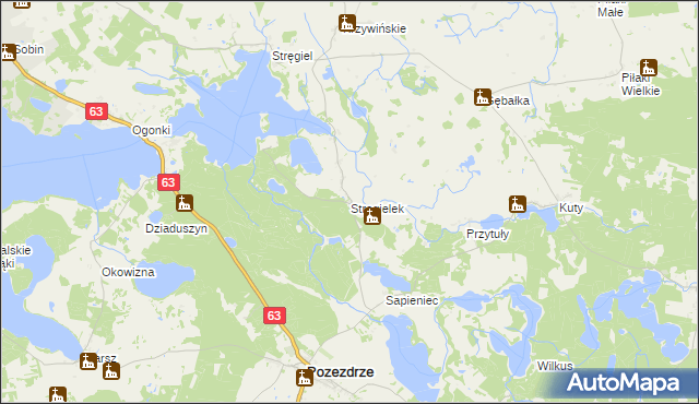 mapa Stręgielek, Stręgielek na mapie Targeo
