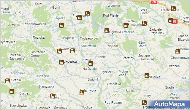 mapa Stronie gmina Łukowica, Stronie gmina Łukowica na mapie Targeo