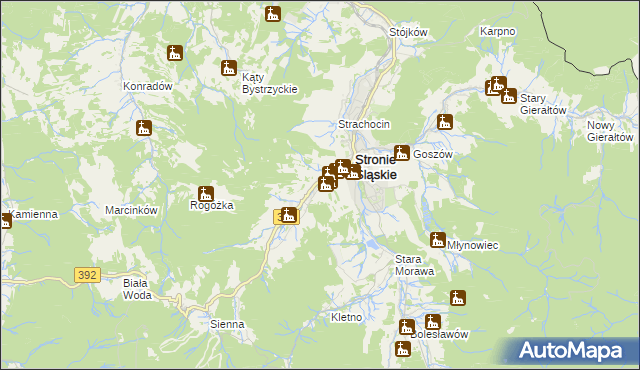 mapa Stronie Śląskie powiat kłodzki, Stronie Śląskie powiat kłodzki na mapie Targeo