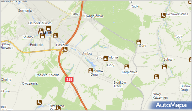 mapa Stróża-Kolonia, Stróża-Kolonia na mapie Targeo