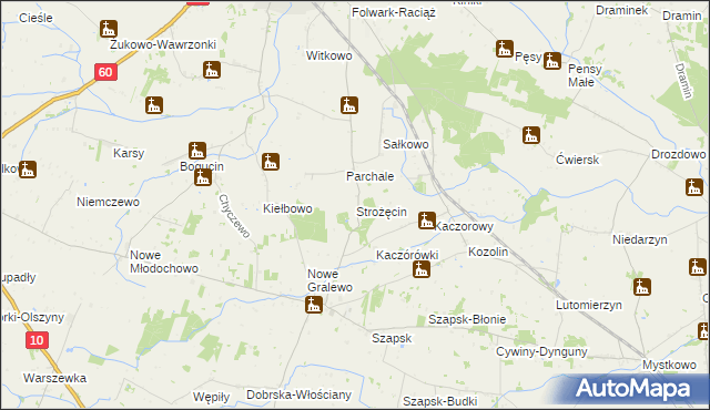 mapa Strożęcin, Strożęcin na mapie Targeo