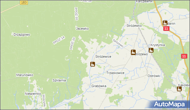 mapa Stróżewice, Stróżewice na mapie Targeo