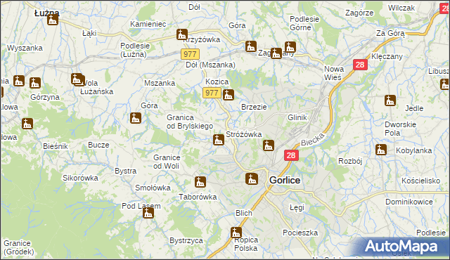 mapa Stróżówka, Stróżówka na mapie Targeo