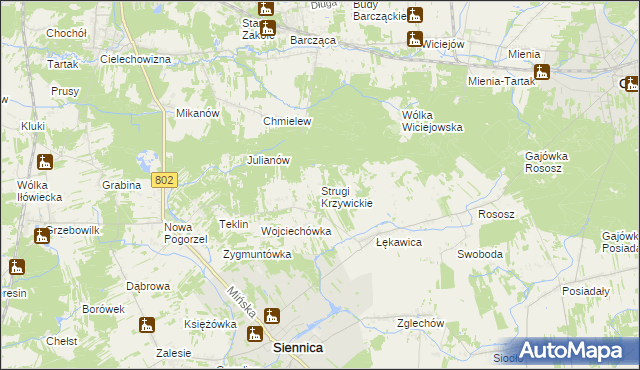 mapa Strugi Krzywickie, Strugi Krzywickie na mapie Targeo