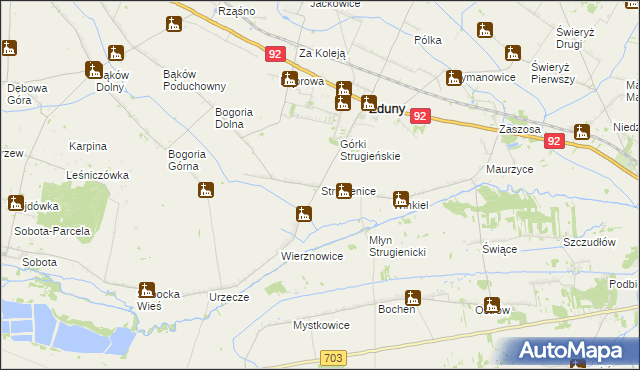 mapa Strugienice, Strugienice na mapie Targeo