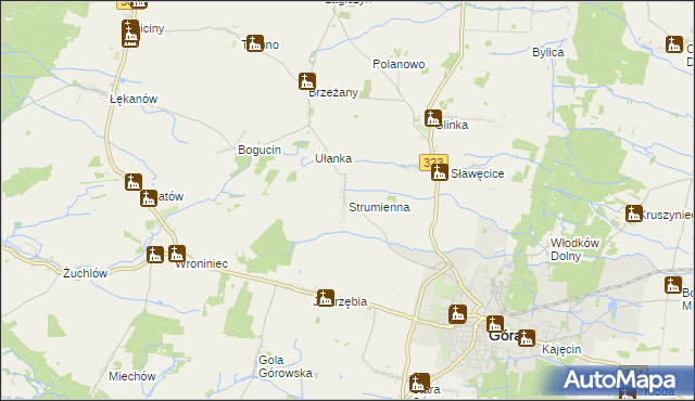 mapa Strumienna, Strumienna na mapie Targeo