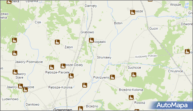 mapa Struniawy, Struniawy na mapie Targeo
