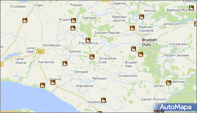 mapa Strupczewo Duże, Strupczewo Duże na mapie Targeo