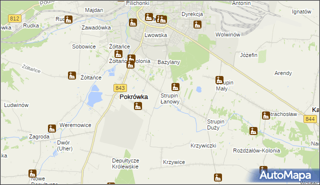 mapa Strupin Łanowy, Strupin Łanowy na mapie Targeo
