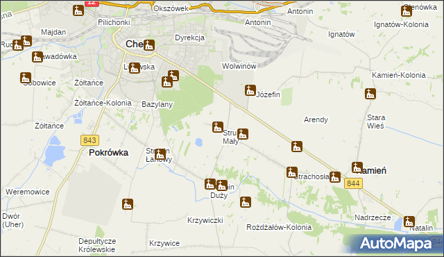mapa Strupin Mały, Strupin Mały na mapie Targeo
